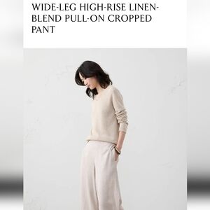 Banana Republic Wide-Leg Linen Cropped Pants in Cream Tall M